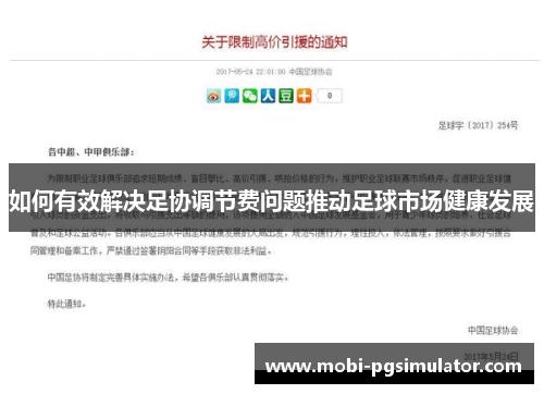 如何有效解决足协调节费问题推动足球市场健康发展